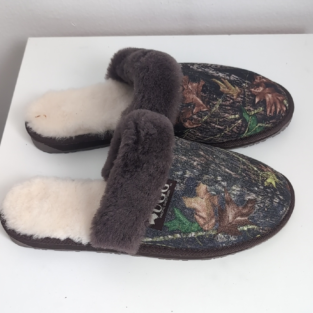 UGG Gray and Green Camouflage Slippers